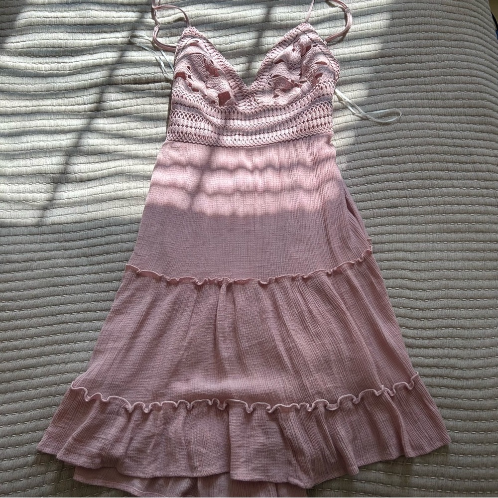 pink lacey mini dress